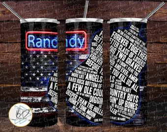 Randy Travis Songs Tumbler Design | Sublimation PNG 20oz 30oz Straight | DD236
