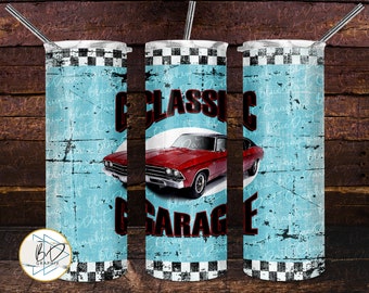 Classic Garage 69 Chevelle | 20oz & 30oz Skinny Tumbler PNG Sublimation File | DD127