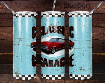 Classic Garage 71 Chevelle | 20oz Skinny Tumbler PNG Sublimation File | DD22