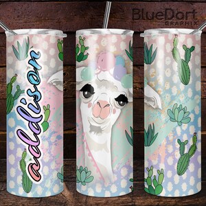 Lama Kaktus Pastel | Sublimation PNG 20 Unzen Skinny Straight Tumbler Design File | DD115