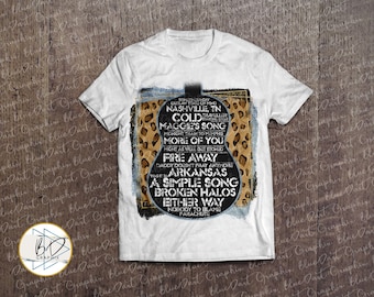 Chris Stapleton Lyrics 2 styles His and Hers - Leopard - Denim - American Flag | Sublimation PNG Shirt Design | DD219
