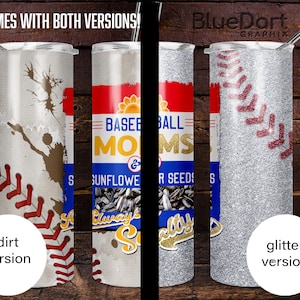 Baseball Moms Always Salty | Sublimation PNG | 15oz 20oz 30oz Skinny Straight Tumbler Design File | Glitter Dirt Sunflower Seeds