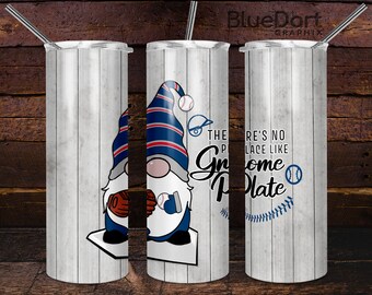 Gnome Baseball | 15oz 20oz 30oz Sublimation STRAIGHT Tumbler PNG | DD85