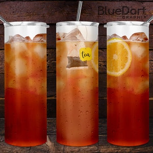 Iced Tea Glass Lemon Drink  | Digital Download | Sublimation | Waterslide | PNG File for 20oz Tumbler | DD133