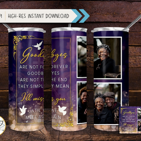 Memorial - In Loving Memory 20oz Tumbler Wrap - Purple and Gold Glitter | Digital Download | Sublimation & DTF | DD255