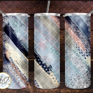 Winter Milky Way Blue Pink Silver Snowflake | 20oz Skinny Tumbler PNG Sublimation File | DD195