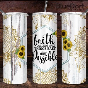 Sunflower Faith Rustic Wood  | Digital Download | Sublimation | Waterslide | PNG File for 20oz Tumbler | DD132