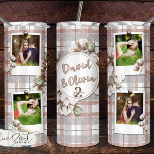 2nd Second Year Jubiläum Bilderrahmen aus Baumwolle | Sublimation PNG 20oz Straight Tumbler Design File | DD167