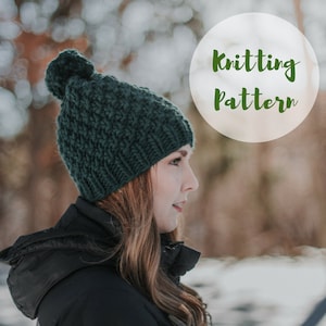 KNITTING PATTERN / / The Linden Hat / / Super Chunky Knit Hat, Hat Knitting Pattern, Knitting Pattern for Beginners, Toque Pattern, Chunky B