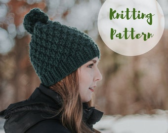 KNITTING PATTERN / / The Linden Hat / / Super Chunky Knit Hat, Hat Knitting Pattern, Knitting Pattern for Beginners, Toque Pattern, Chunky B
