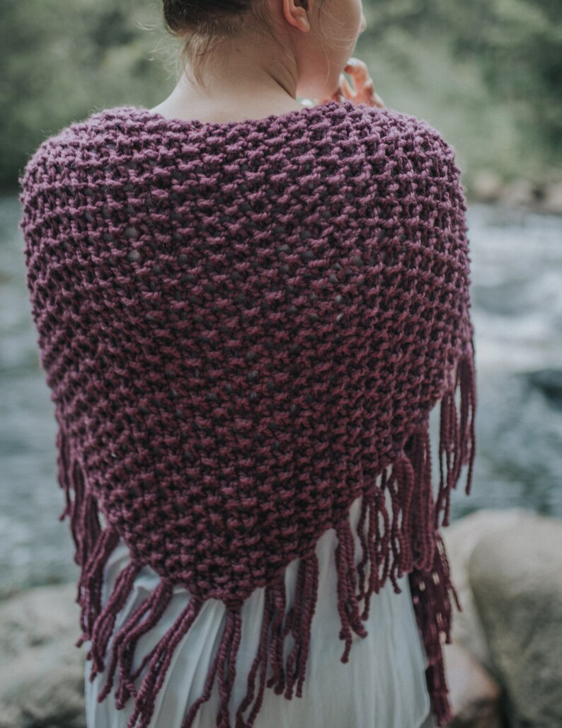 Knitted Triangle Scarf Knit Shawl Hand Knit Blanket Scarf Etsy