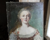 RESERVED for C. antique vintage french portrait painting