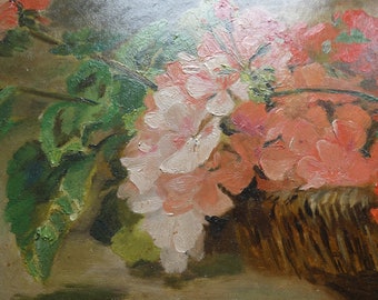 antique French flower painting oil on canvas original