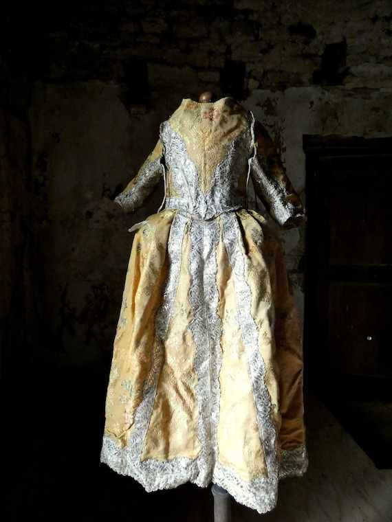 antique silk rare antique early  18th century fre… - image 1