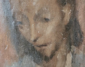 antique  abstract  self portrait of surrealist  painter  V. Neubert 1917 - 1996