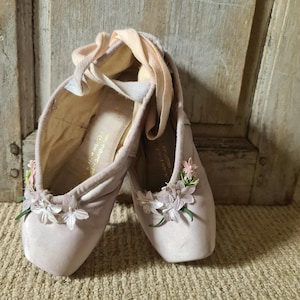 pointe shoes vintage french soft silver lavender  pointe ballet dance shoes unique dance gift