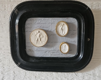 vintage antique  french Napoleon period frame with grand tour intaglios medaillions cameo