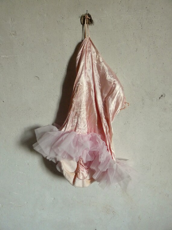 vintage pink satin ballet dance tutu costume dress