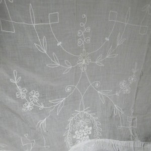 Muslin Embroidery Tambour Cornely Lace long Curtain 19th century embroidered french image 3