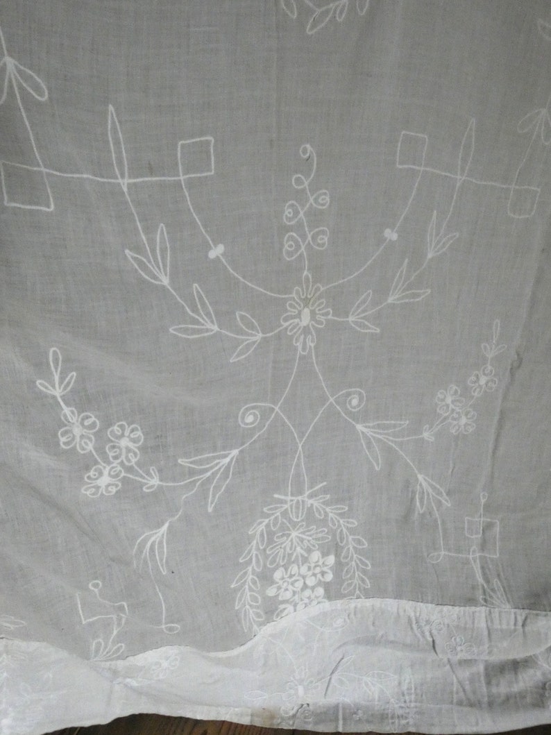 Muslin Embroidery Tambour Cornely Lace long Curtain 19th century embroidered french image 3