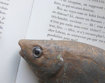 antique French candy container paper mache fish