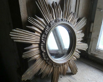 vintage french sunburst sun mirror mid-century