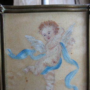 antique French candle screen clip on putti angel