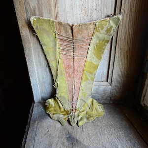 18th Century Stomacher Unique Early  Silk  Damask Brocade Stomacher corset