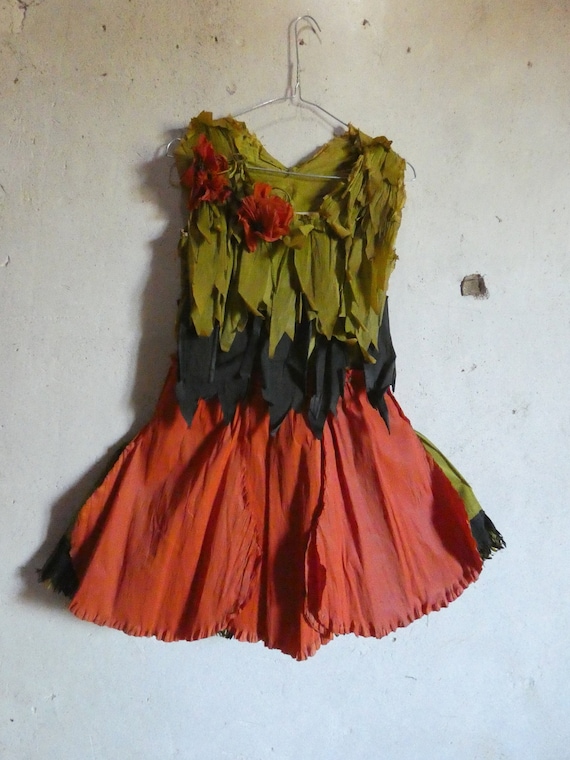 antique vintage crepe paper poppy flower dress cos