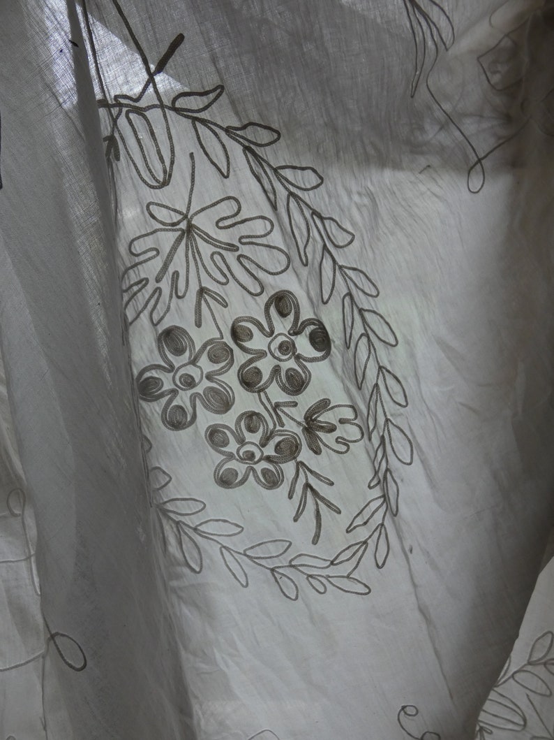 Muslin Embroidery Tambour Cornely Lace long Curtain 19th century embroidered french image 10