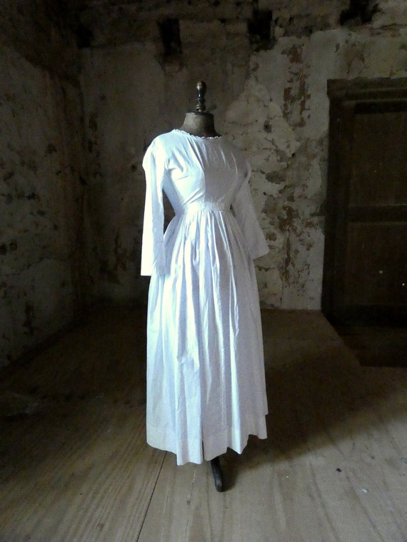antique french early white cotton dress