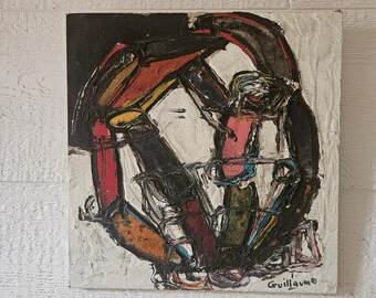 original vintage abstract Cobra style art work painting expressionist