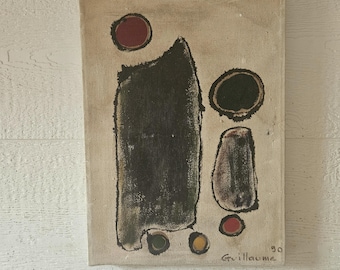original vintage modern Cobra style abstract expressionist  art work painting