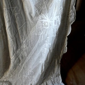 Muslin Embroidery Tambour Cornely Lace long Curtain 19th century embroidered french image 1