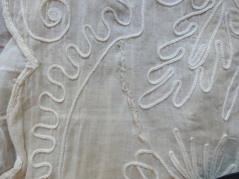 antique French fine muslin embroidery Tambour Cornely lace long curtain 19th century embroidered image 6