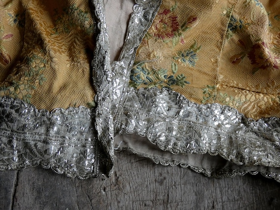 antique silk rare antique early  18th century fre… - image 8