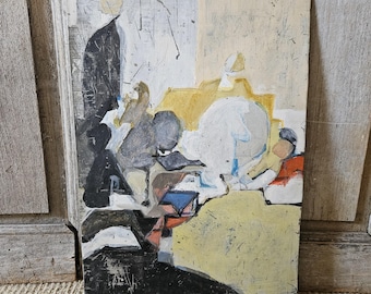 French original abstract  synthetic cubism painting on tin Edelmann ?