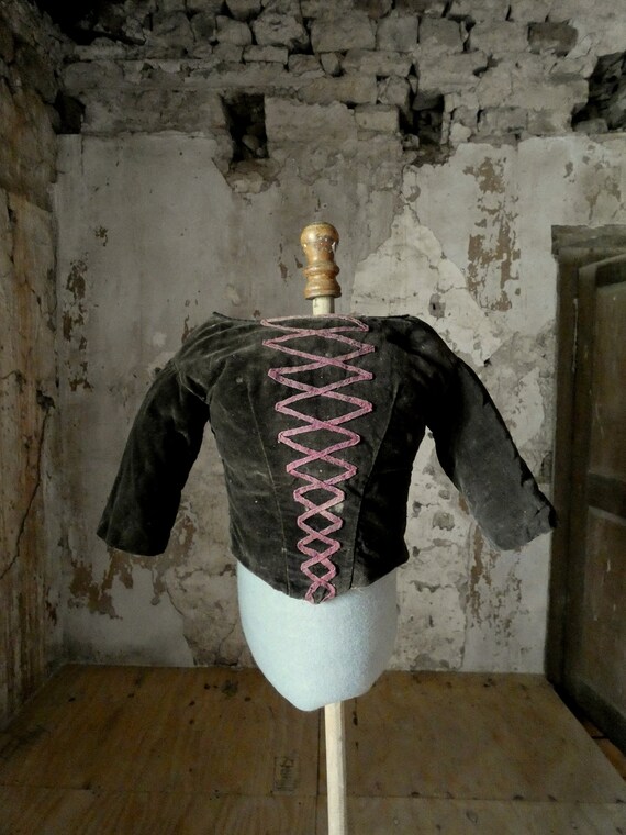 antique french ca 1850 velvet child bodice