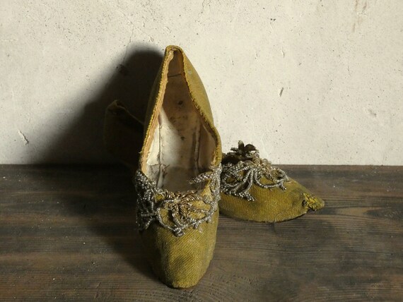 antique french gold lame ball shoes