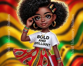 Juneteenth Clipart | Black Girl Magic|Clipart | Sublimation| Melanin| African American Art| Black Kids Art| Juneteenth| Natural Hair|