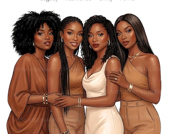 Black Women Art Print, Sisterhood Illustration (Digital Download)