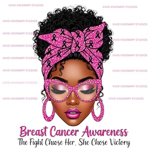 Afrocentric Breast Cancer Awareness Clipart | Pink Ribbon PNG (Digital Download)