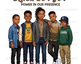 Black History Month Wall Art, Black Boy Joy Illustration, Young Kings Artwork, African American Boys Print, Digital Download, PNG