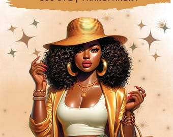Black Woman Art: Afrocentric PNG Clipart - Digital Download