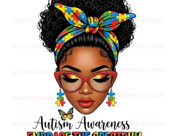 Black Woman Autism Awareness Art | Neurodiversity Illustration (Digital Download)