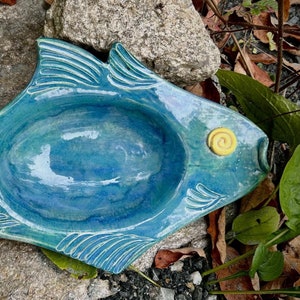 Handcrafted Ceramic Fish Bowl: Turquoise Glaze, Nautical Serving Dish