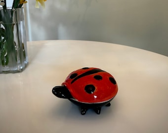 Ladybug Sugar Bowl, Ladybug Bowl with Spoon, Handmade Ceramic Ladybug, Whimsical Ladybug Serving Dish, Ladybug Salt Cellar, Unusual Ladybug