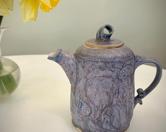 Beautiful Blue Purple Handmade Teapot, Wheel Thrown Elegant Functional Teapot with Gorgeous Glaze, Stoneware Tea or Coffee Serving Pot