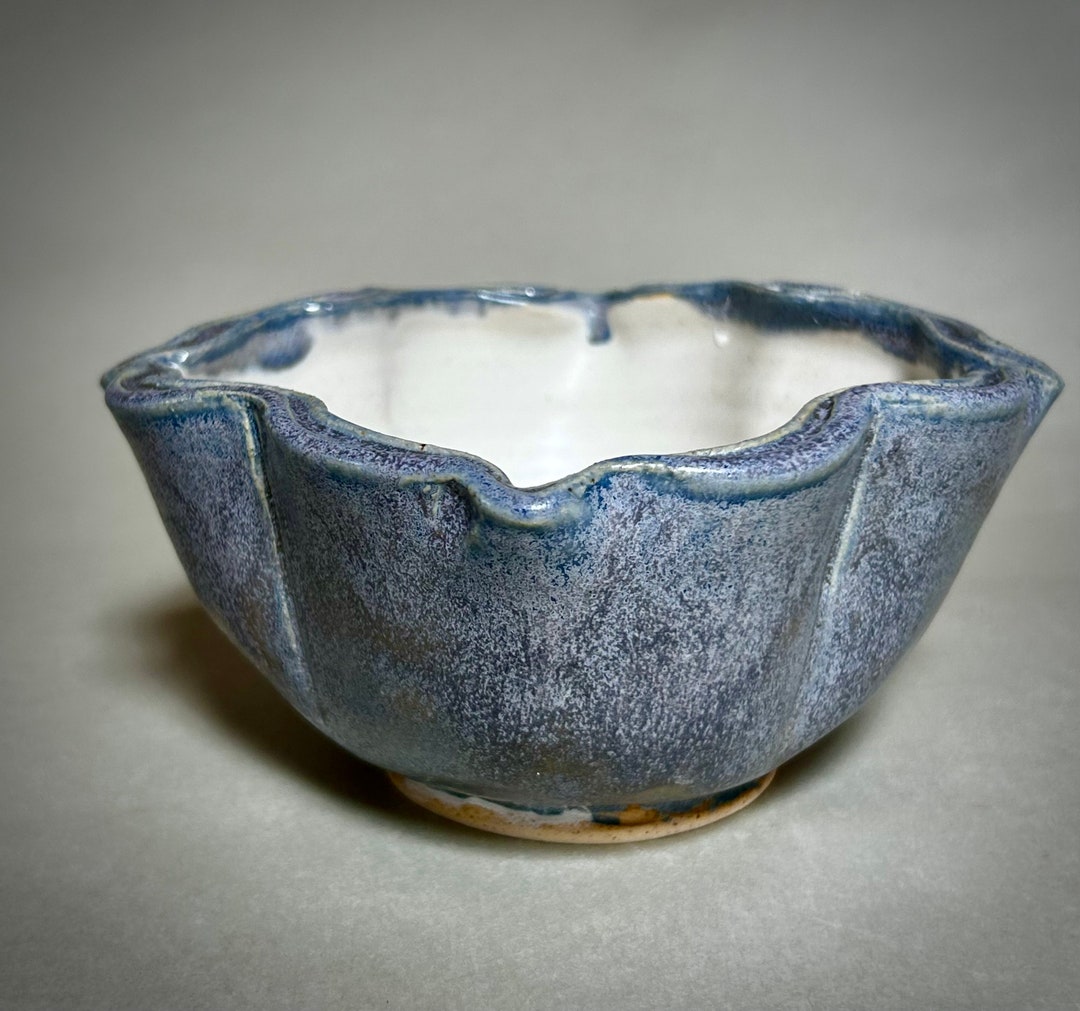 Blue/purple Glazed Small Ceramic Serving Bowl With Unusual Etsy