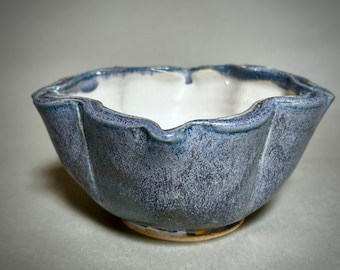 Blue/Purple Glazed Small Ceramic Serving Bowl with Unusual Shape, Small Stoneware Handmade Pottery Vessel, Wheel Thrown Bowl for the Table